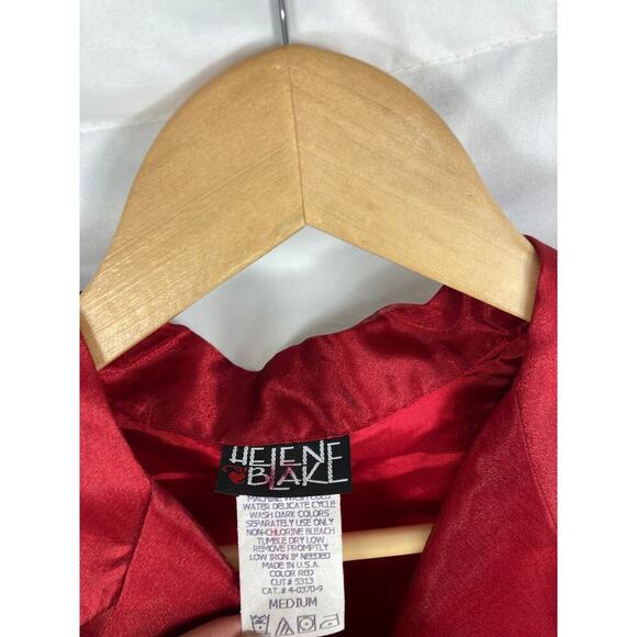 Helene Blake Vintage Red Button Up Blouse Size Medium - Picture 3 of 4